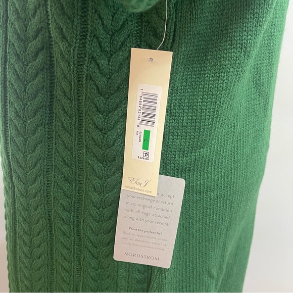 Eliza J Hunter Green Cable Knit Drawstring Hood Sweater Dress- New - Reemoly - Picture 10 of 15